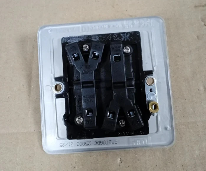 Knightsbridge FP2TOGBC 10A 2 Gang 2 Way Toggle Switch Brushed Chrome Flat Plate