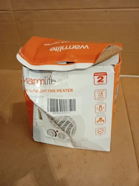 Warmlite Thermo Fan Heater 2 Heat Settings Overheat Protection White 2000W New