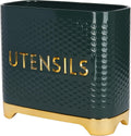 KitchenCraft Lovello Textured Utensil Holder 19x9x18cm Hunter Green Gold New
