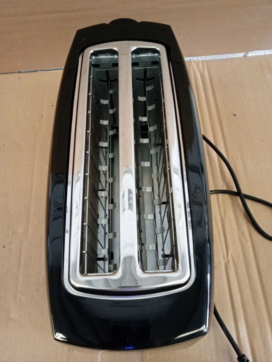 Quest 4 Slice Toaster Black Extra Wide Long Slots Crumpets Bagels 6 Settings