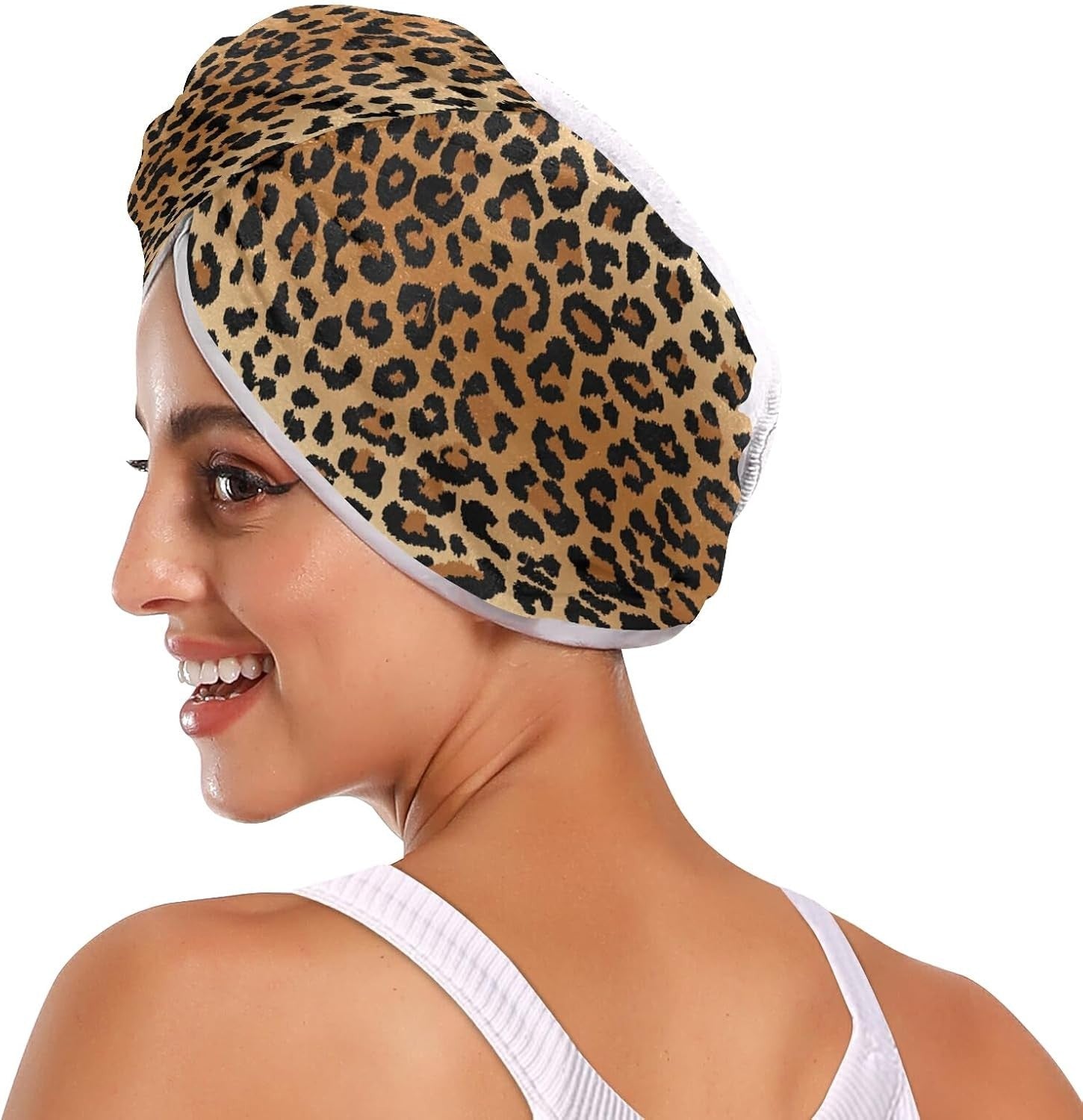 Xigua Stylish Leopard Print Microfiber Hair Towel Wrap Rapid Drying Hair New