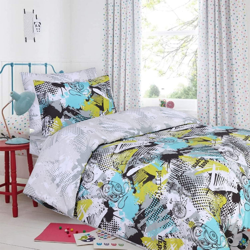 DTEX HOMES 100% Cotton Kids Childrens Bedding Set Reversible Duvet Cover New
