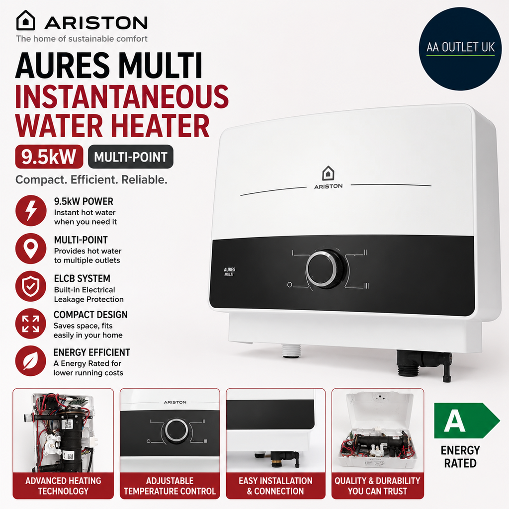 Ariston AURES Multi Electric Instantaneous Water Heater 9.5kW Compact 3195216