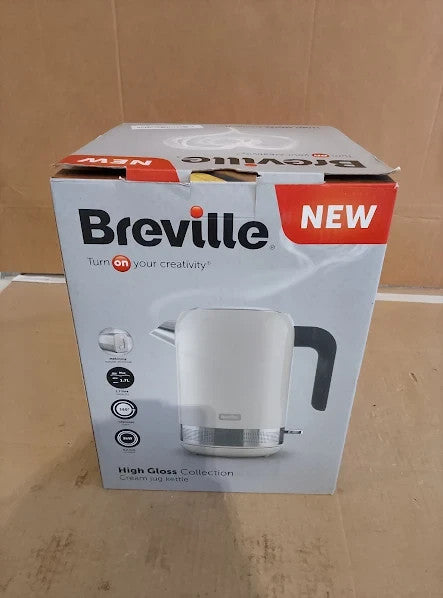 Breville High Gloss Electric Kettle 1.7L 3kw Fast Boil Cream 9.1x5.9x9.4cm