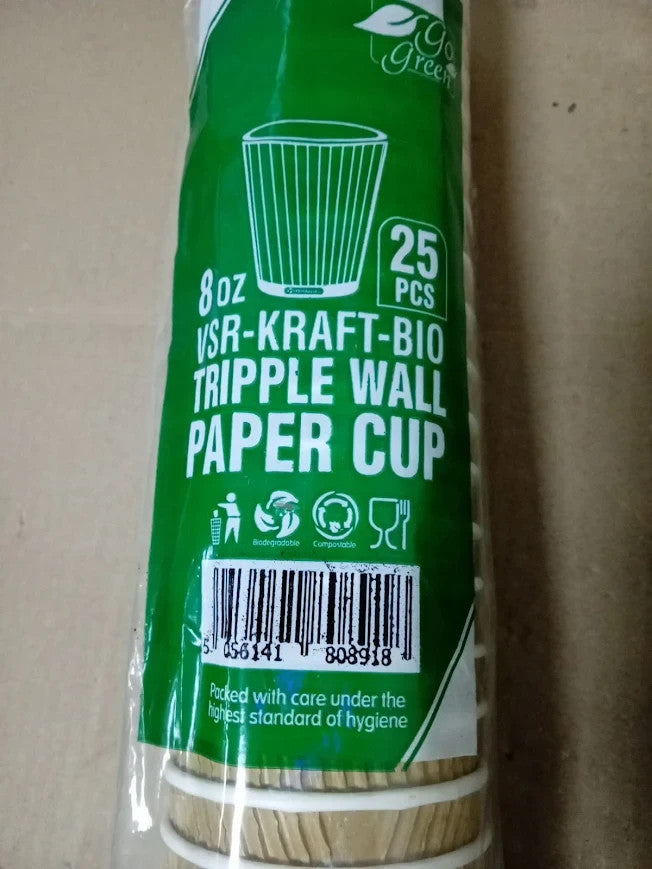 Zuvo Coffee Cups 8oz No Lids Brown Ripple Ideal For Takeaways New