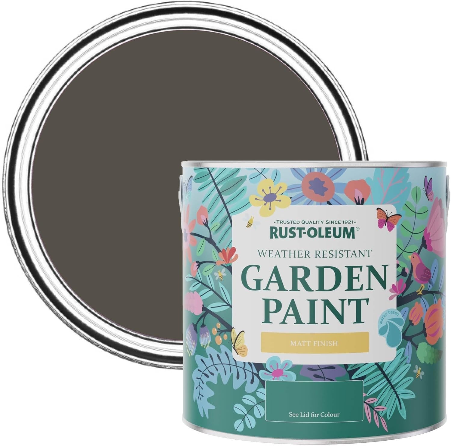 Rust Oleum Brown Mould Resistant Garden Paint Matt Finish Fallow 2.5L New