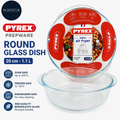 PYREX PREPWARE Round Glass Dish 20cm 1.1L Transparent Dishwasher Microwave Safe