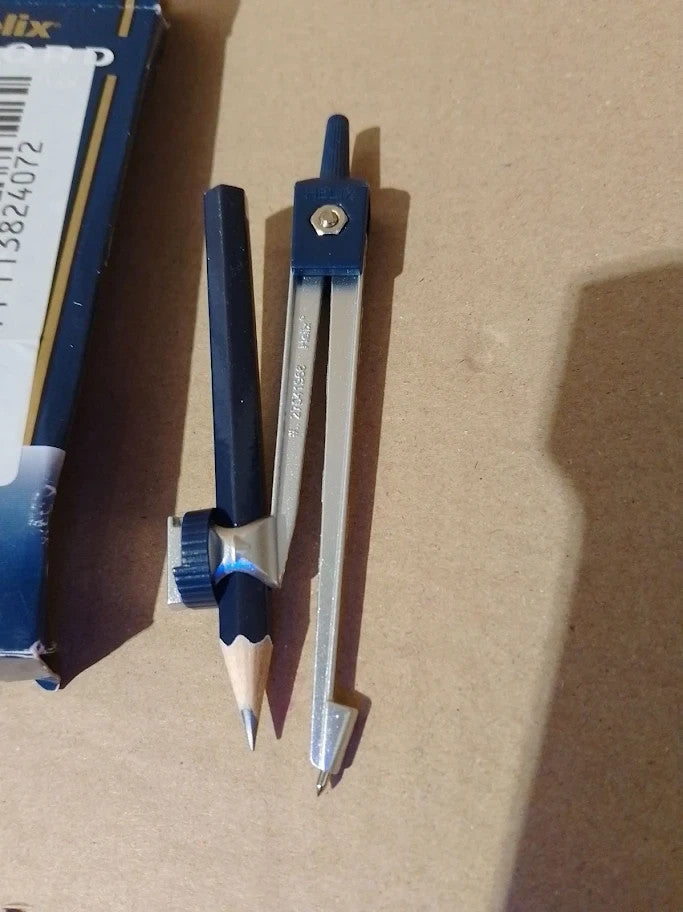 Helix Oxford Metal Compass Pencil Safety Point On Compass Navy Blue New