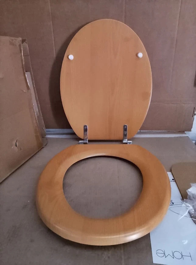 Argos Home Pine Effect Toilet Seat Natural Moulded Wood 45.4x36.9x5.2cm