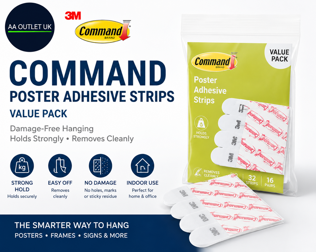 Command Poster Adhesive Strips Value Pack Adhesive Hanging Strips White