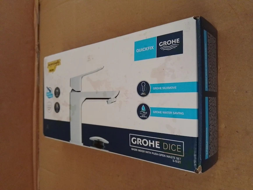 Grohe Dice Single Lever Basin Mixer Tap Pop Open Waste Set Chrome 1018570000
