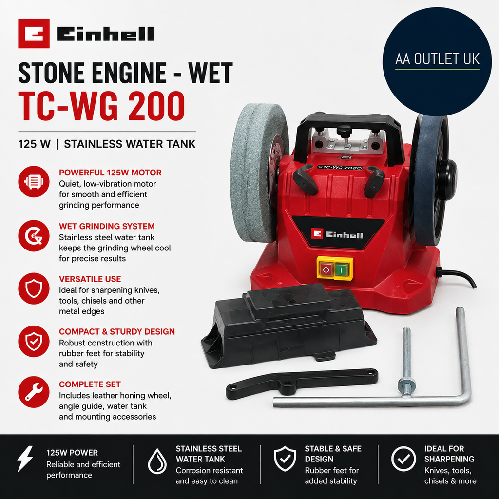 Einhell Stone Engine Wet Grinder For Grinding TC-WG 200 125W Stainless 180x30mm