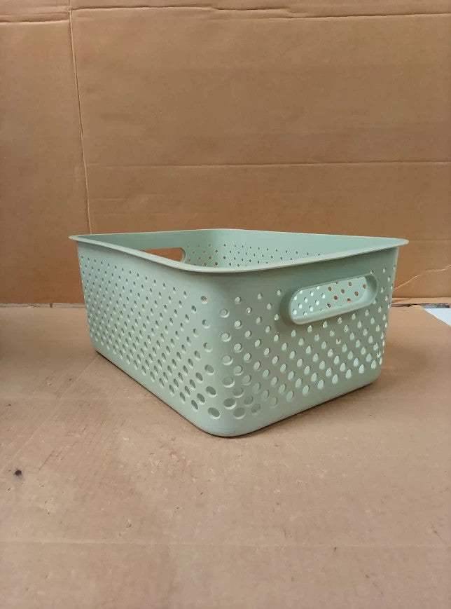 SmartStore Storage Basket Handles Green 11.4L 36.5x27x15cm Plastic Bin Recycled