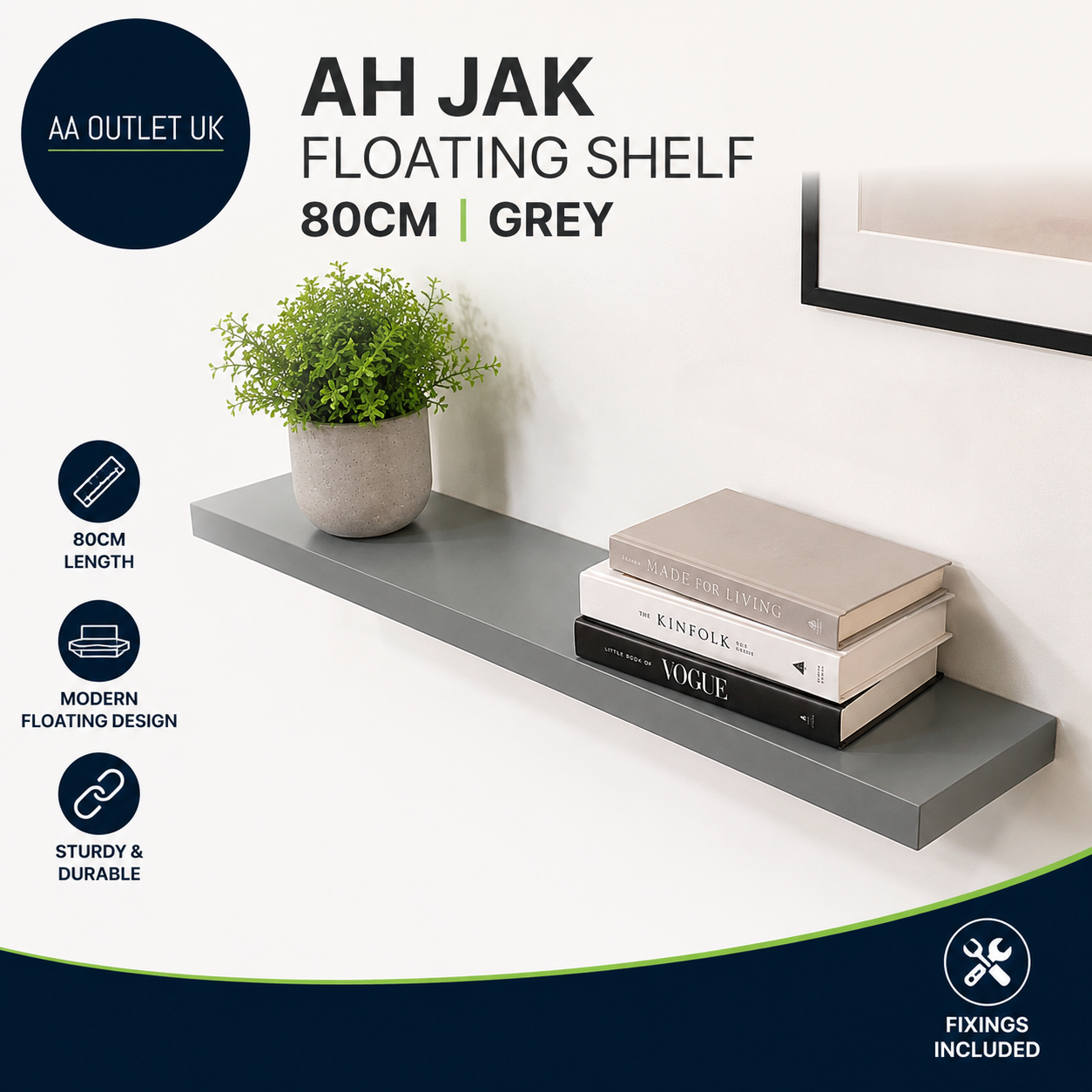 Ah Jak Floating ShelfF 80cm Grey
