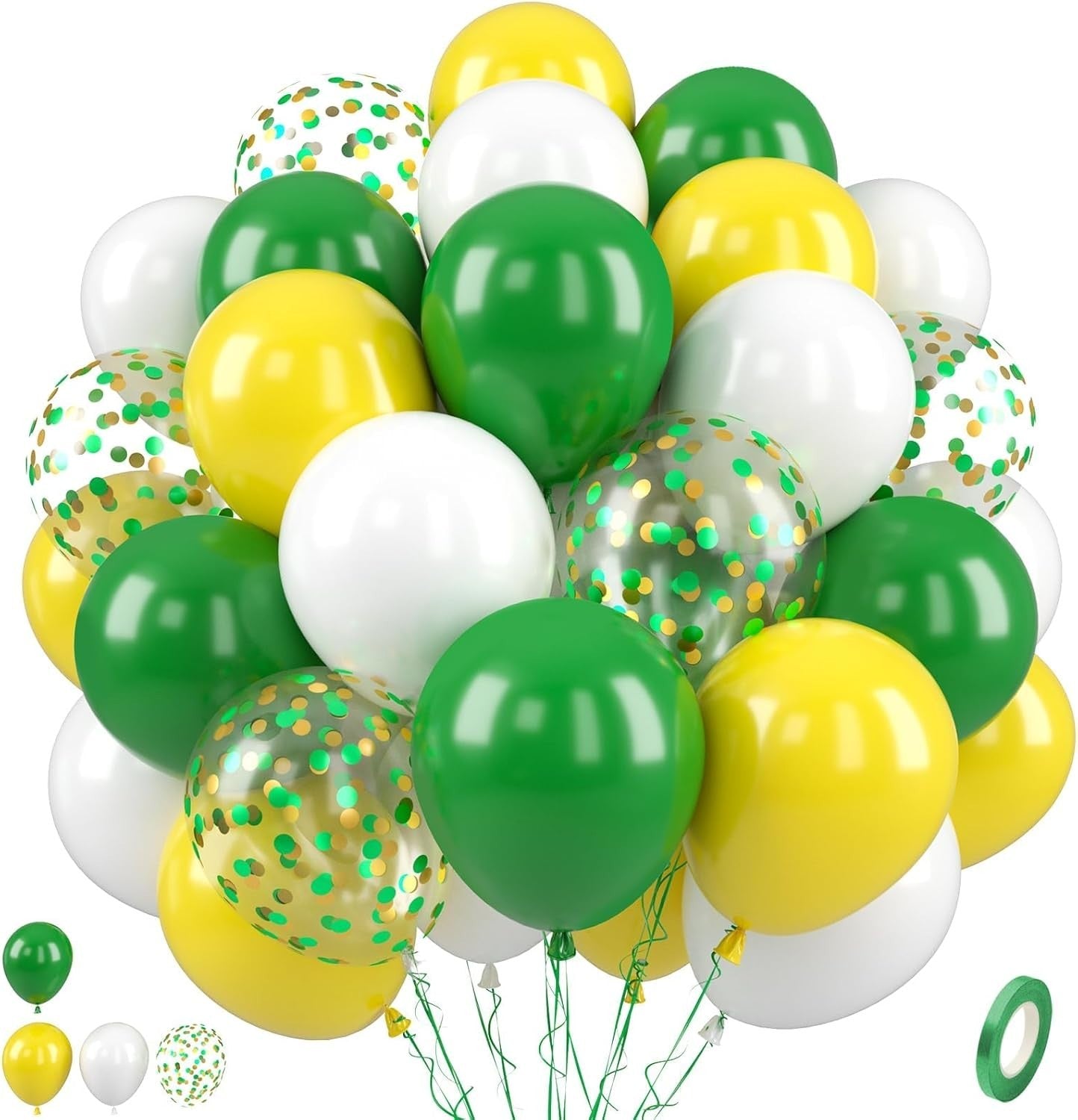 Paready Green Yellow Balloons Yellow Green Confetti Latex Helium Birthday New