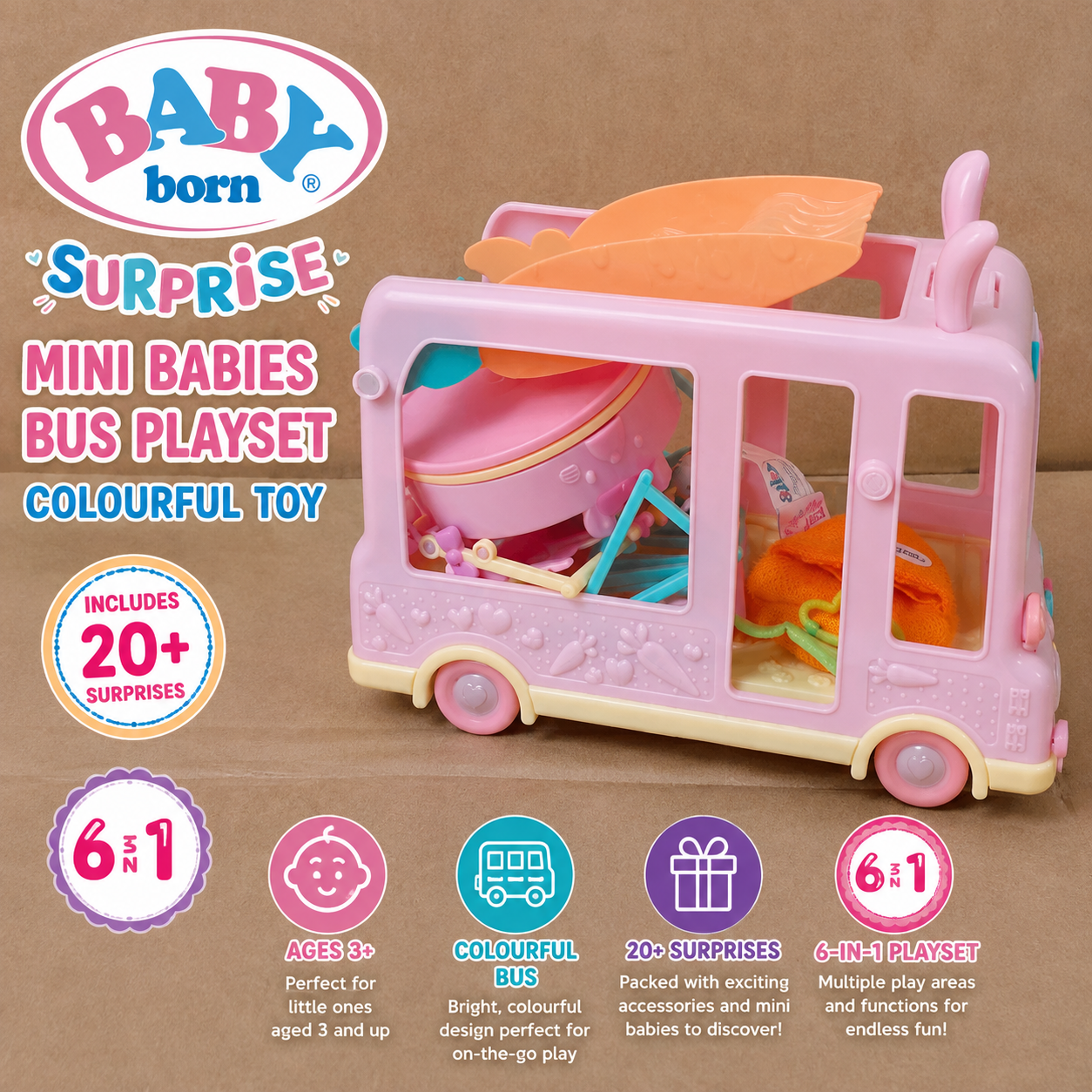 BABY Born Surprise Mini Babies Bus Playset Colourful Toy 515904763 Design New