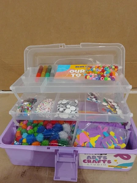 Blue Squid Arts Crafts Purple 2800pcs Deluxe Supplies Box 18 Compartment 4+ New