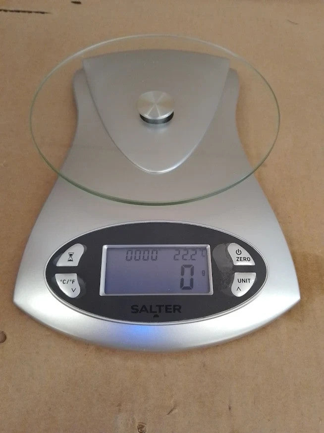 Salter Electronic Bowl Scale Silver Digital Kitchen Weighing Quality Design New
