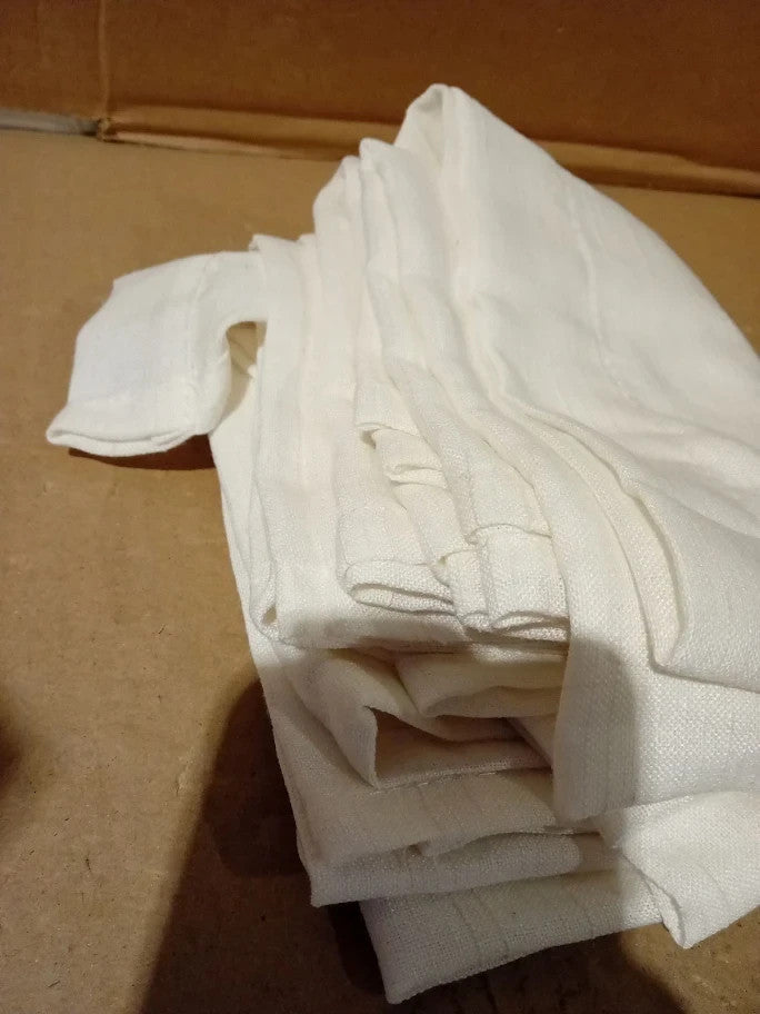 Topick Linen Curtains White 36in Drop Cafe Style Half Flax Solid Pattern New