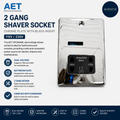 AET CPCSHABL Shaver Socket 2 Gang Chrome Black Insert 115 230V Bathroom Design