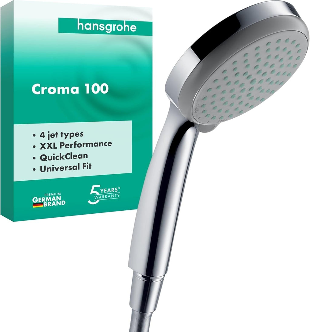 Hansgrohe Croma 100 Shower Head Hand Round 100mm 4 Sprays Brushed New