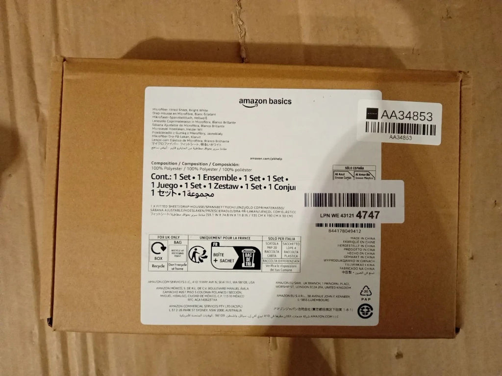 Amazon Basics Bedding Soft Microfibre Double Fitted Sheet 135x190cm White New