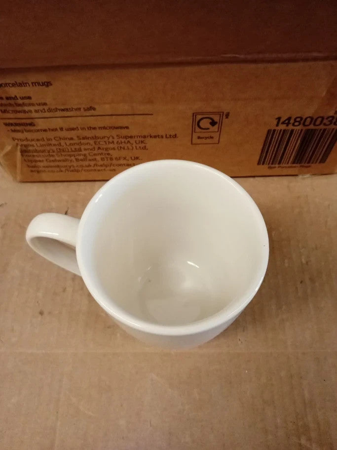 Argos Essentials Set Of 6 Porcelain Coffee Mugs White 360ml Dishwasher Safe