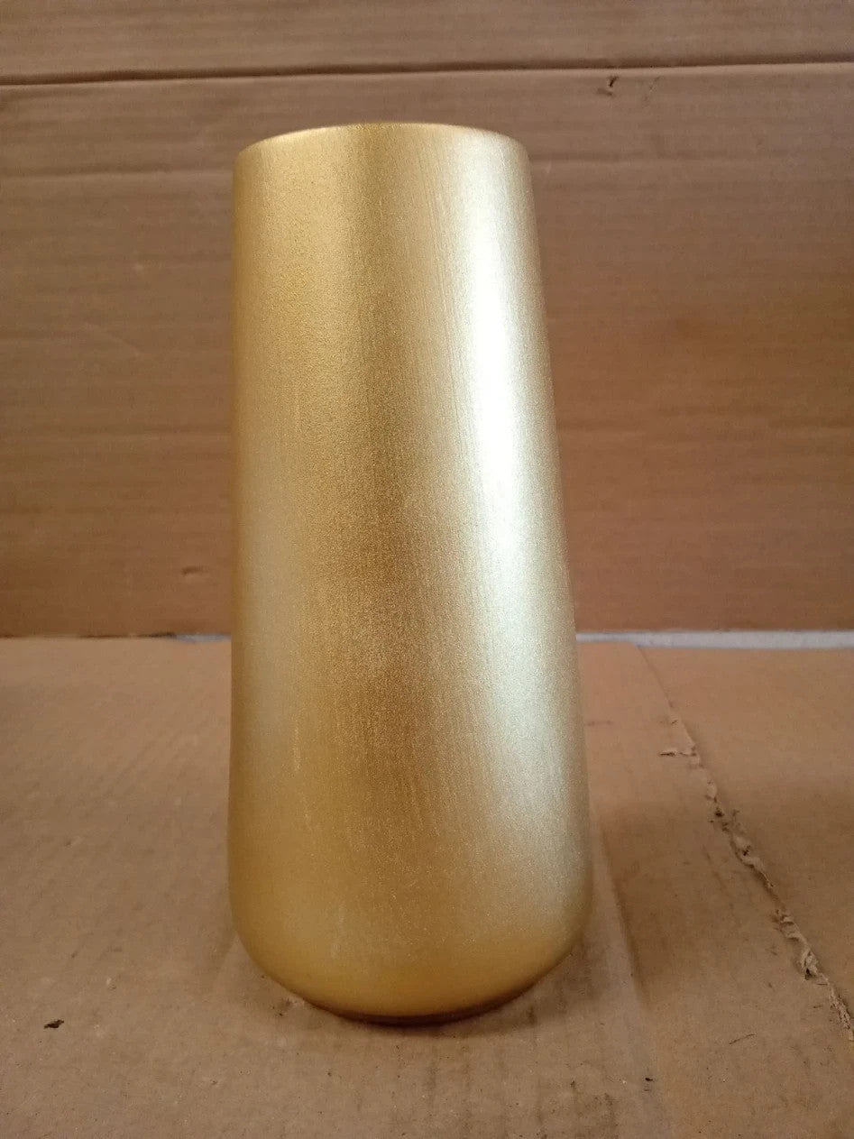 Light Gold 8in Big Gold Ceramic Flower Vase Home Table Accent Decor Modern