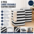 2 Pieces Large Foldable Clothes Laundry Baskets Waterproof Canvas 168x16x16cm