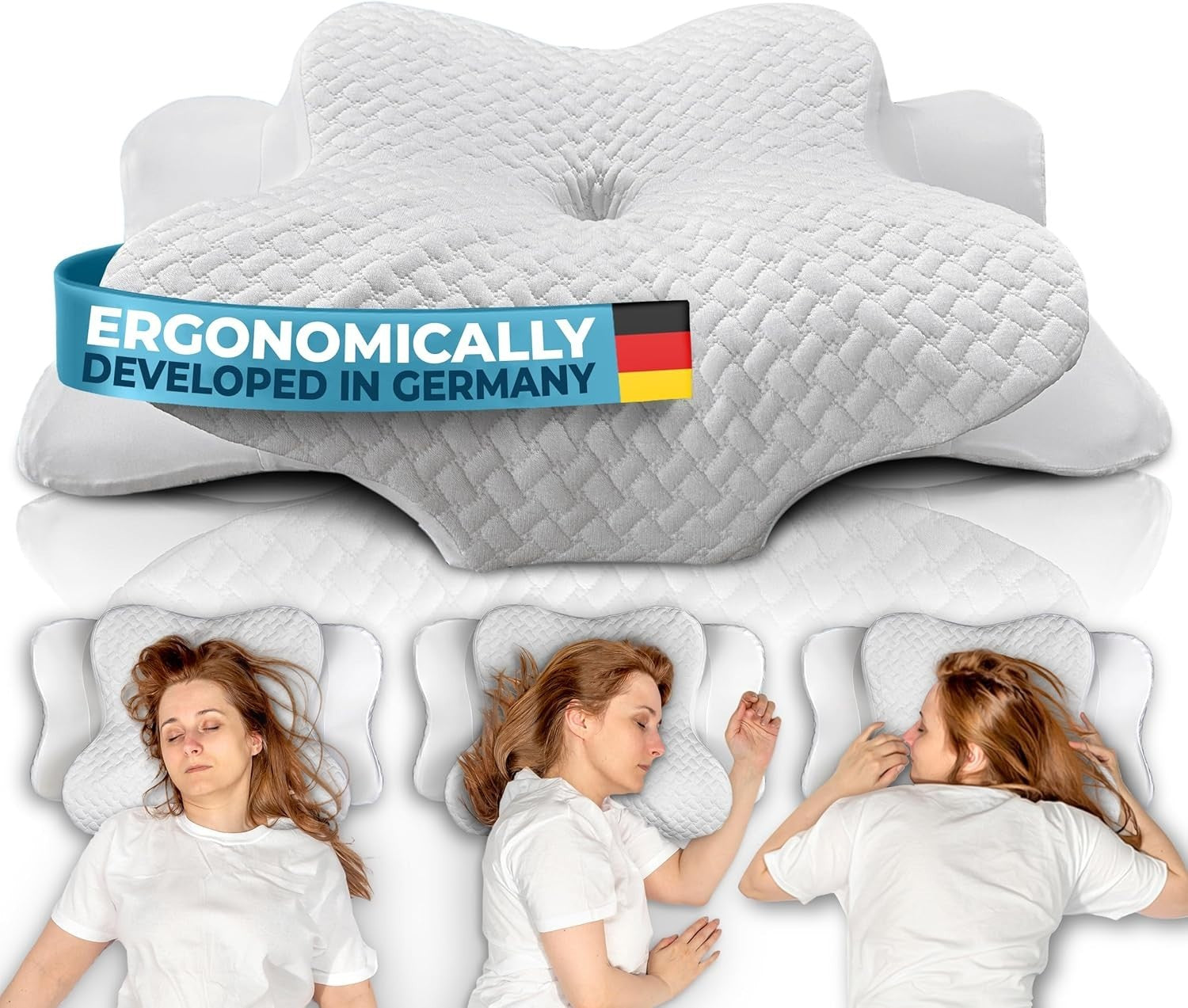 Gluckstoff Ergonomic Memory Foam Pillow For All Sleep Types Side Sleeper New