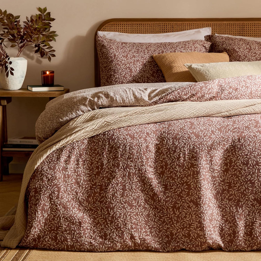 Yard Perrie Leaf Duvet Cover Soft Muslin Cotton Flora Double 200x200x1cm New
