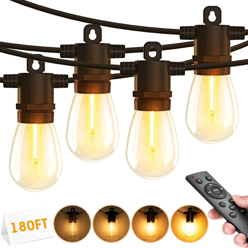 Led String Festoon Lights Outdoor Remote Control 180ft IP65 Waterproof New