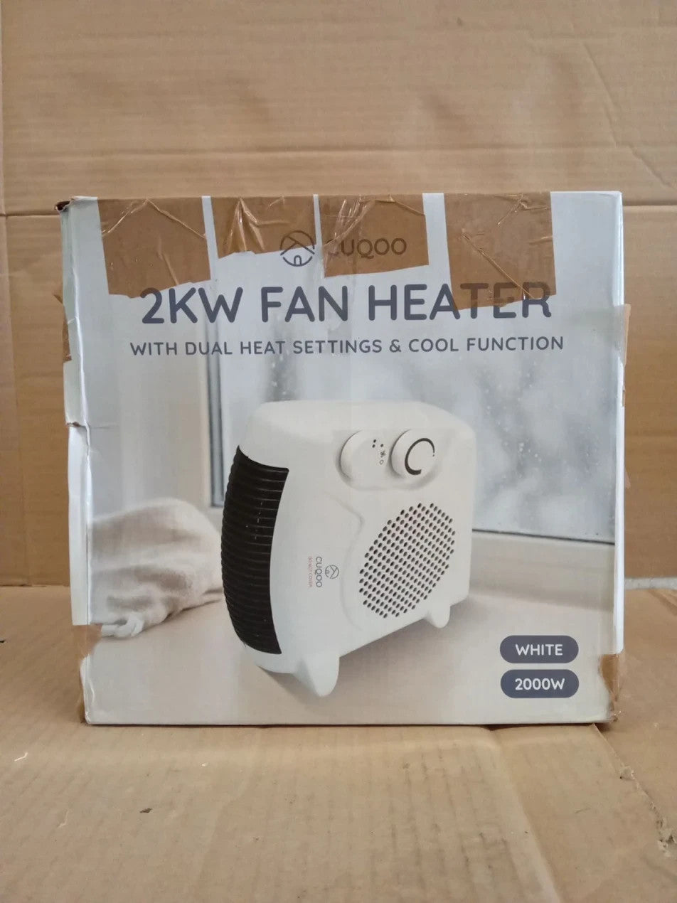 CUQOO Powerful 2KW Fan Heater 2 Heat Settings & Cool Function Upright Electric