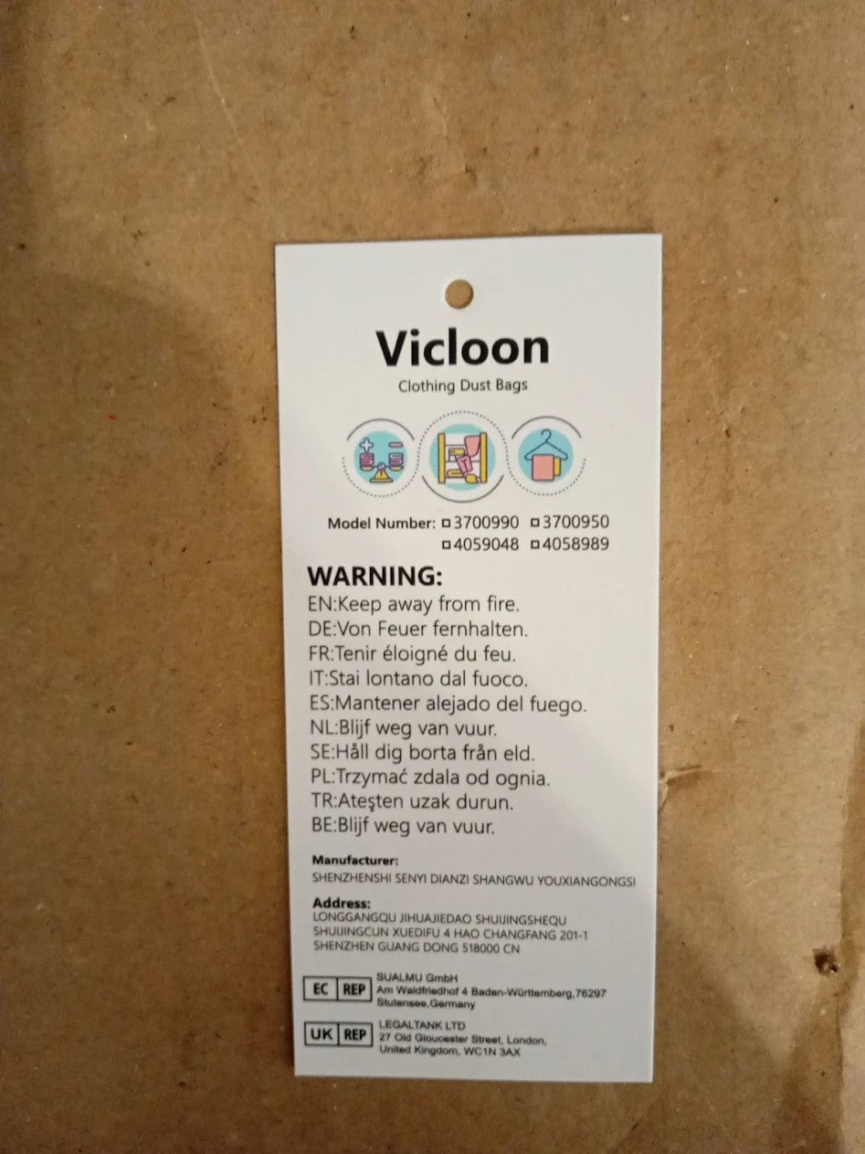 Vicloon Garment Bags Clothes Cover Bags Waterproof Dustproof With Zipper Black