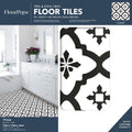 WallPops FP2480 Comet Peel & Stick Floor Tiles Blacks Set 10 Pieces 12x12in New
