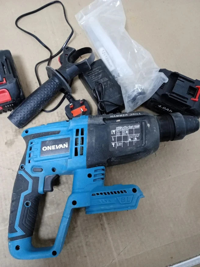 650W Brushless SDS Plus Rotary Hammer Drill Kit 2 Batteries Accessories Design