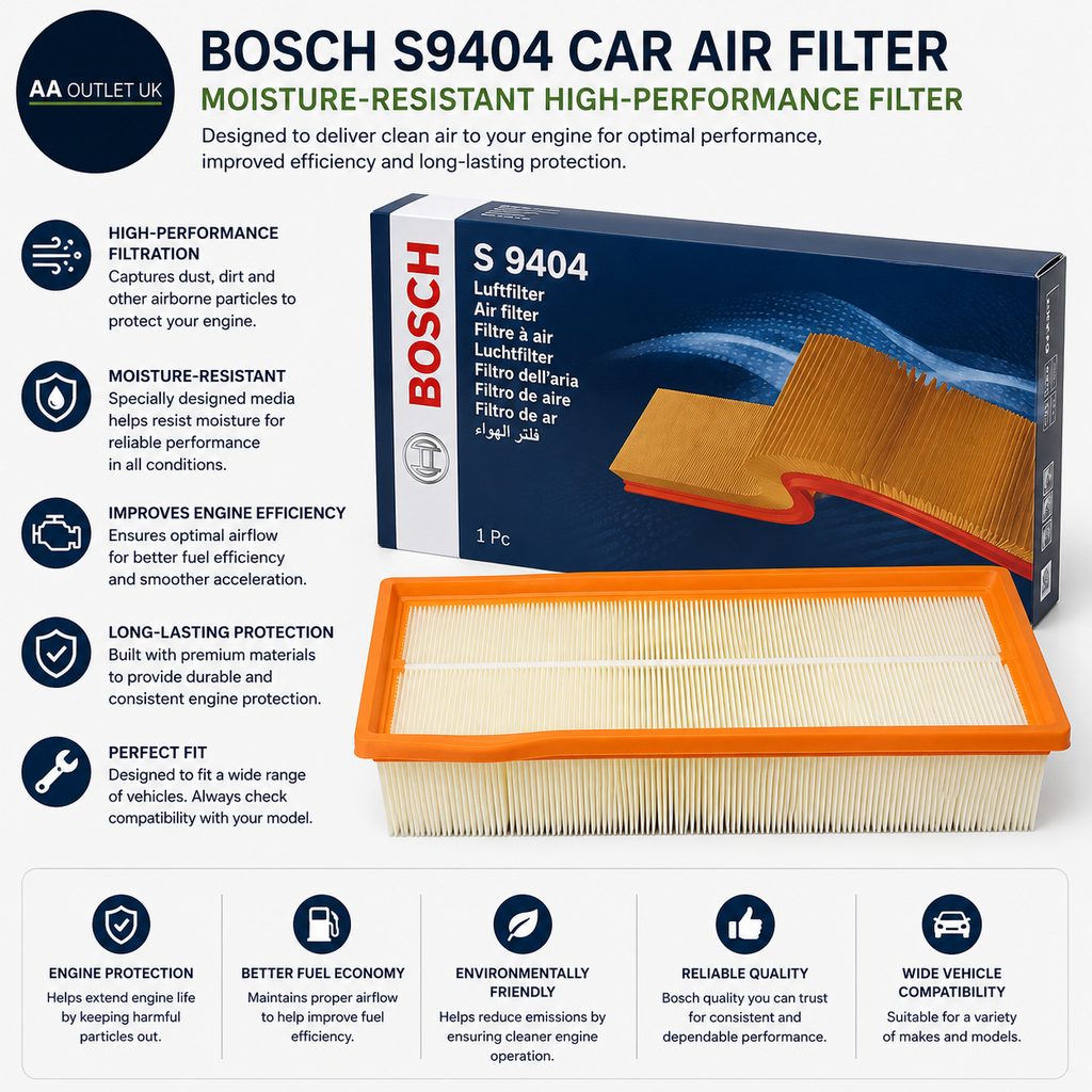 Bosch S9404 Car Air Filter Moisture Resistant High Performance Durable Design
