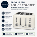 Breville Zen 4 Slice Toaster With High Lift Wide Slots Cream Silver Chrome