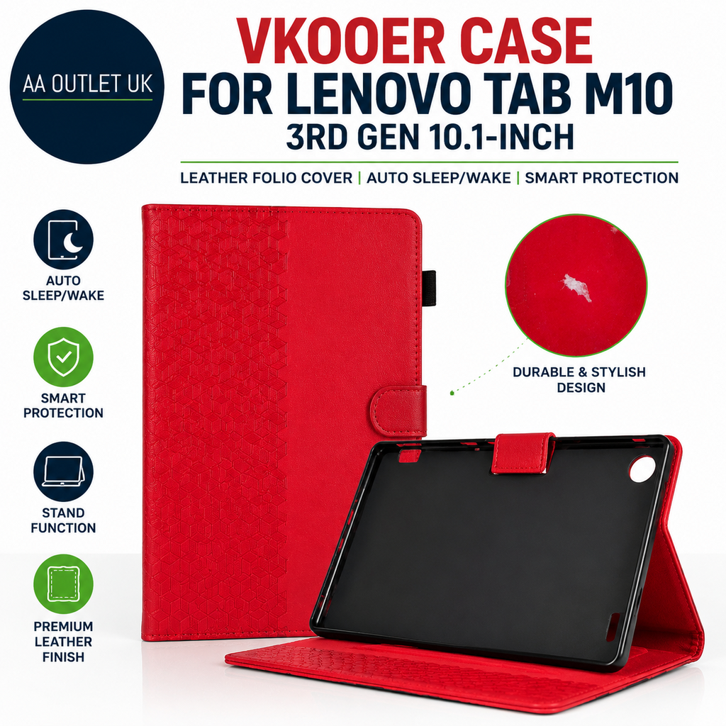 Case Lenovo Tab M10 3rd Gen 10.1in TB328FU TB328XU Leather Folio Cover Red New