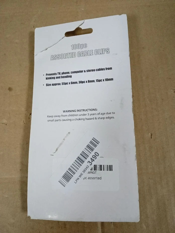 Muaj Cable Management  Assorted Round Cable Wire Clips PE White Heavy Duty New