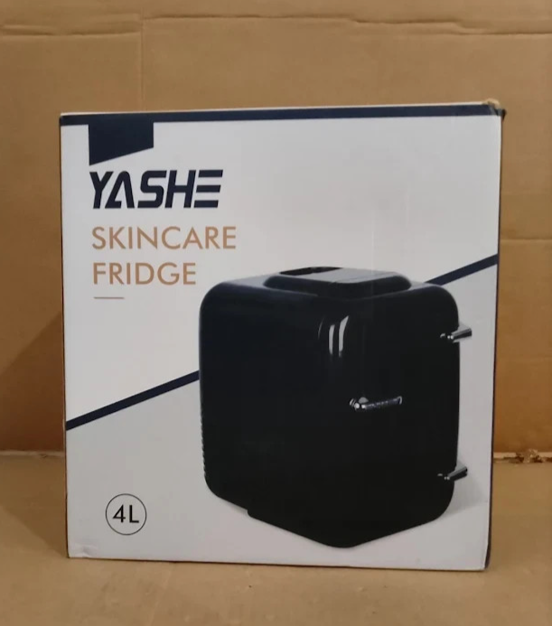 YASHE 4L Mini Fridge Portable Cooler Warmer 6 Can AC DC Skincare Car Black