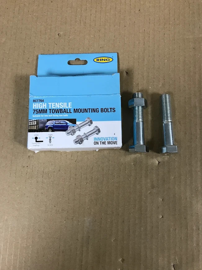 Ring RCT764 High Tensile 75mm Towball Mounting Bolts M16 Tow Bar Fixing 2 Pack