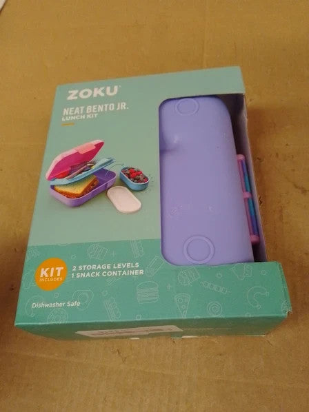 Zoku Neat Bento Jr Kids Bento Box Two Compartment Leak Proof Pink 7.4x2.8x7.4in