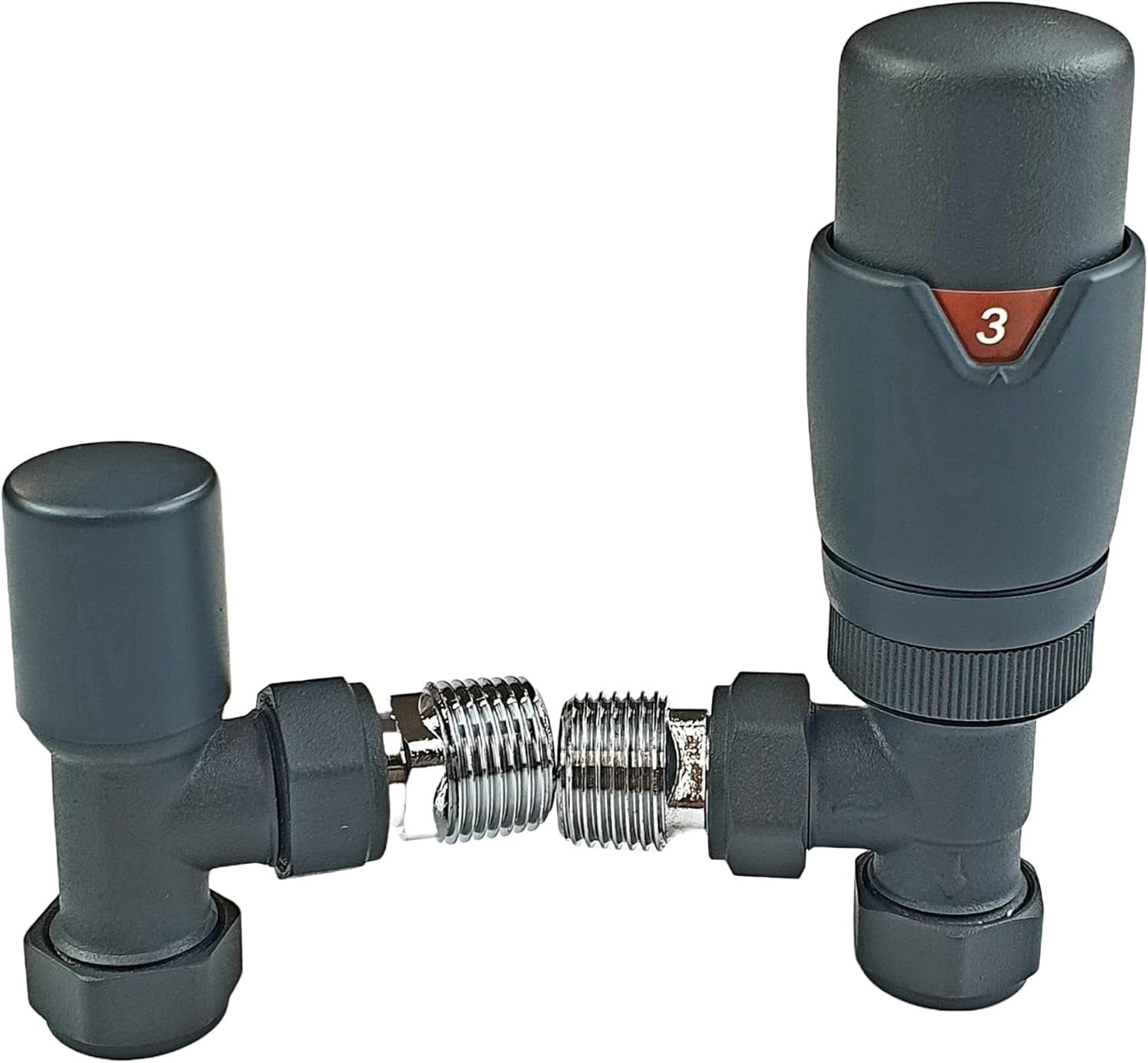 Oslo Anthracite TRV Angled Designer Thermostatic Radiator Towel Rail Valve New