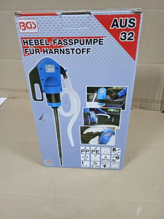 BGS 8332 Lever Barrel Pump Urea AUS32 Polypropylene Black Blue Clear New
