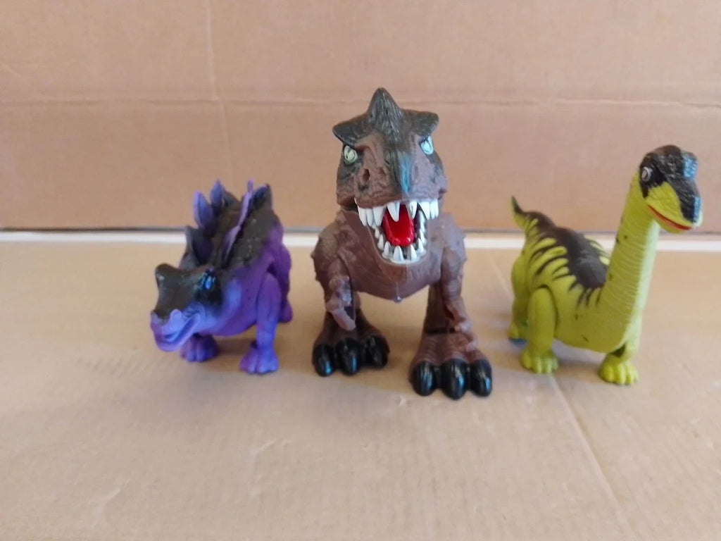 Doloowee 3Pack Walking Dinosaur Toy Simulation Robot Dinosaur LED Lights 3+