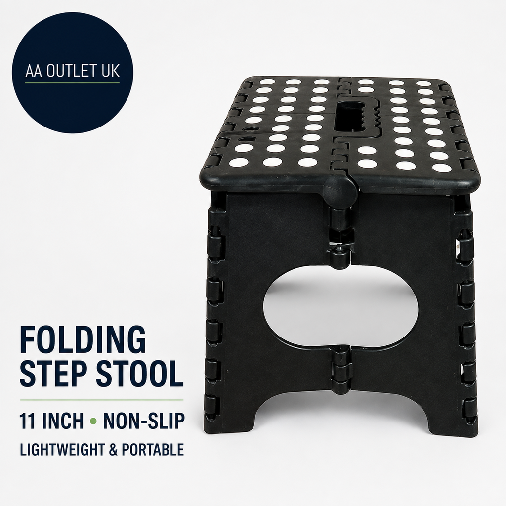 Keplin 11inch Heavy Duty Folding Step Stool Non Slip Foldable Footstool Black