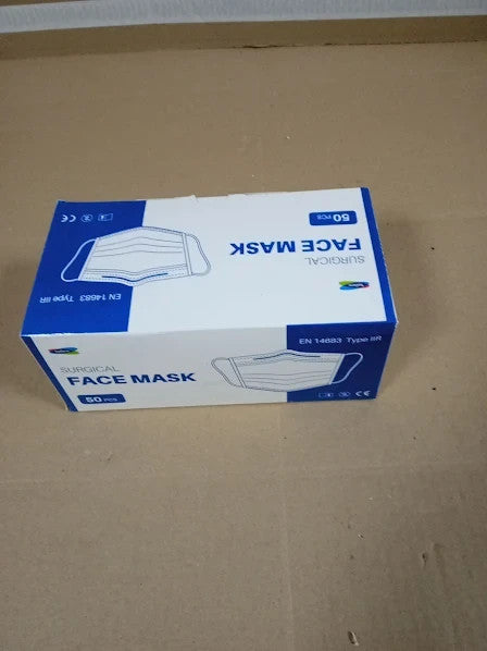 Type IIR Fluid Resistant Surgical Face Masks Disposable Blue White Universal New