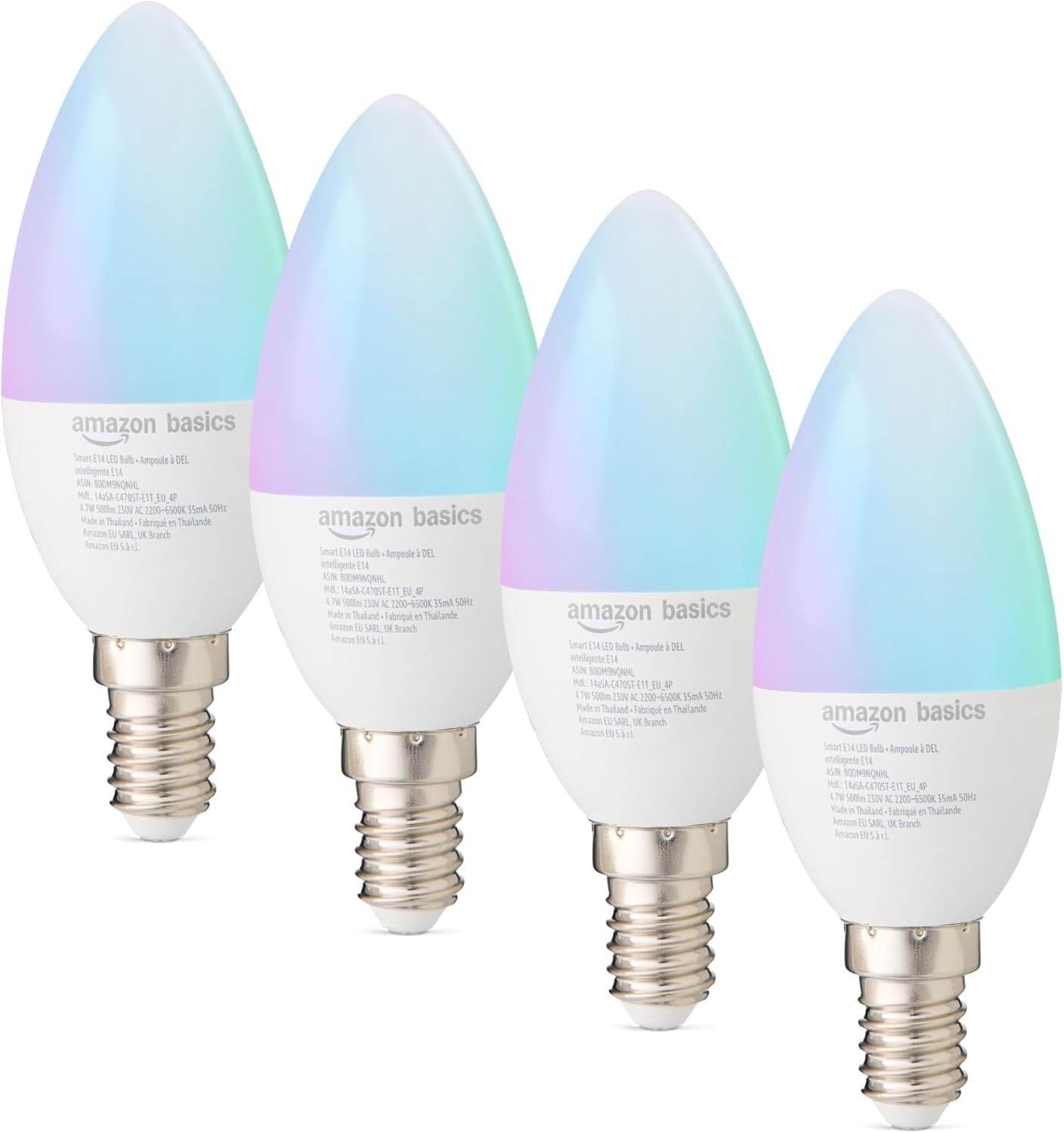 Amazon Basics E14 Smart LED Bulb 4.7W WiFi Light 2.4 GHz Alexa 4 Pack New
