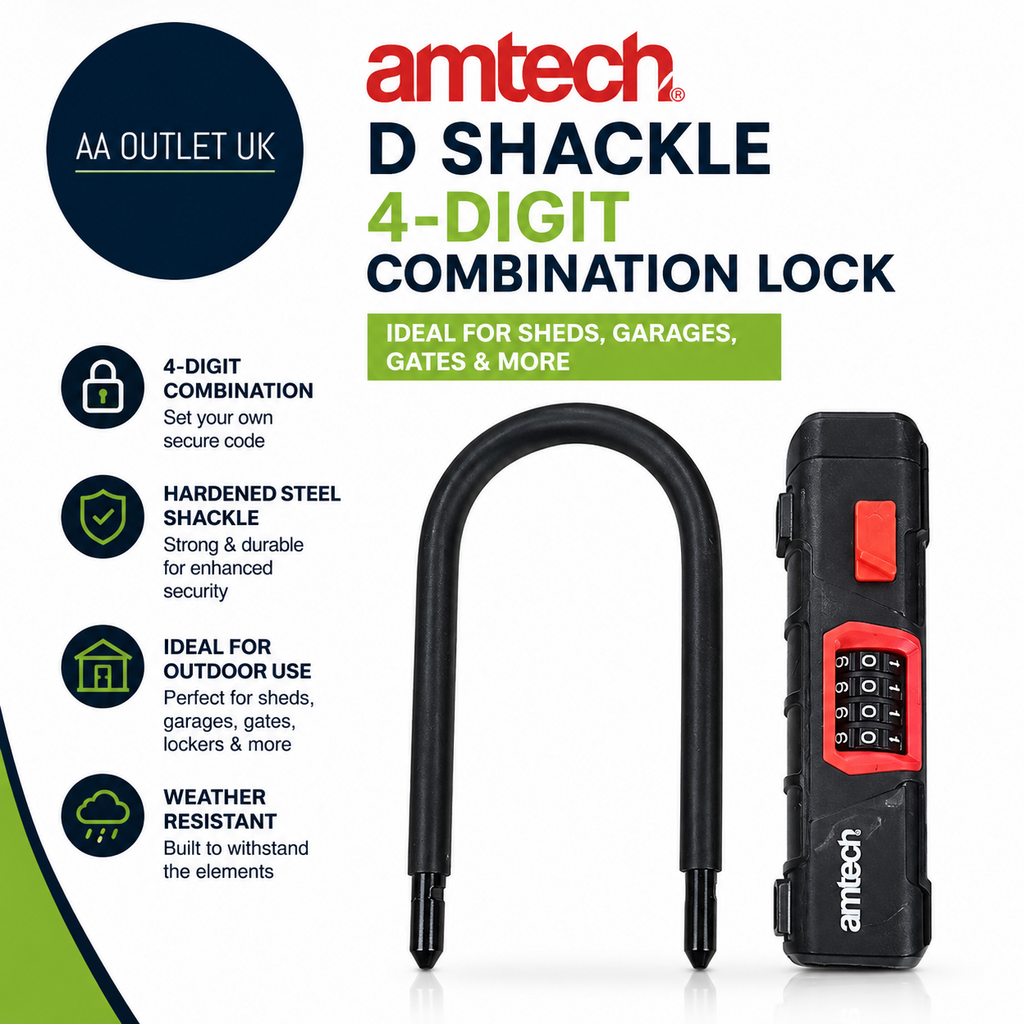 Amtech D Shackle 4 Digit Combination Lock Hardened Sheds Garage Security Design